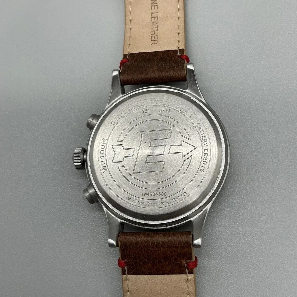 Timex Expedition TW4B04300 Mens Watch 42mm Cream Dial Chronograph New Battery